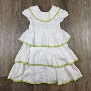 Jack & Teddy 100% Linen Ruffle Dress Size 4
